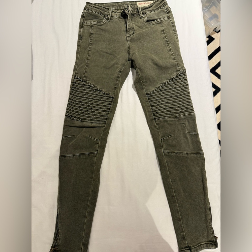 Olive Biker Jeans